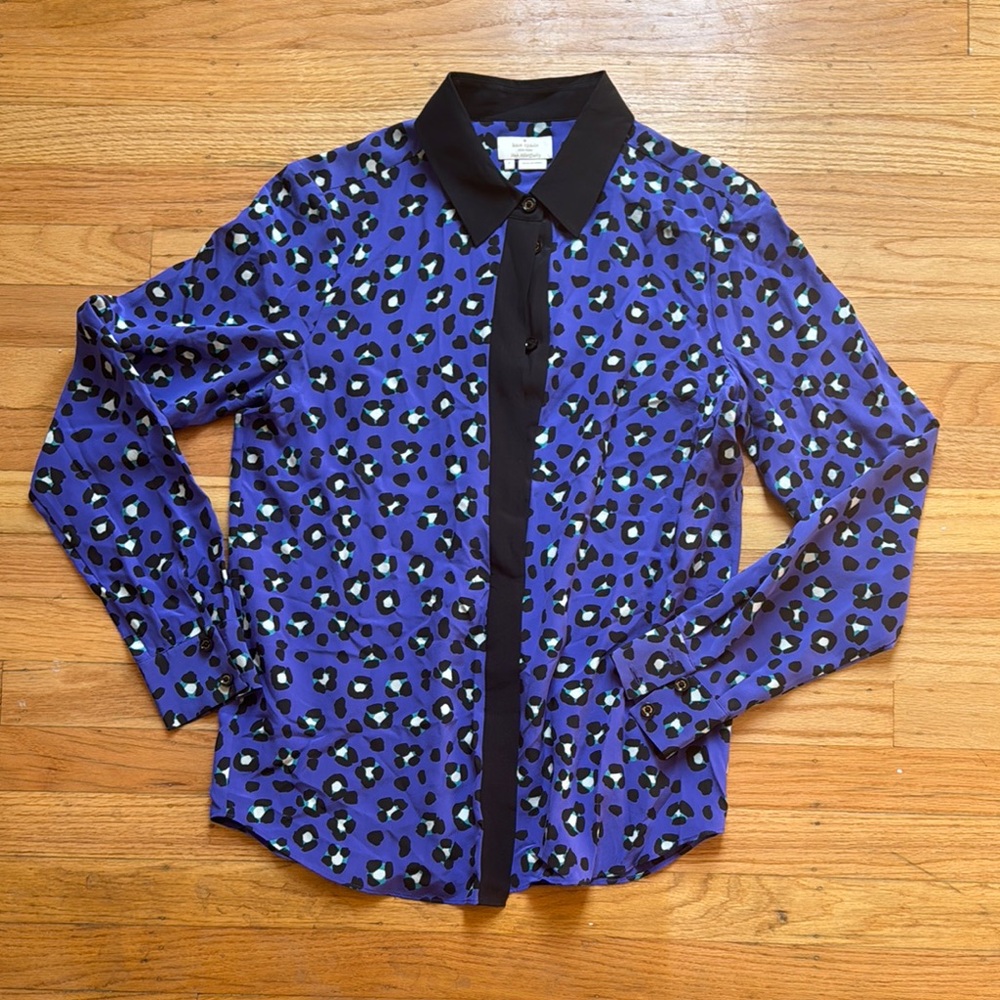 Kate Spade Blue and Black Patterned Shirt